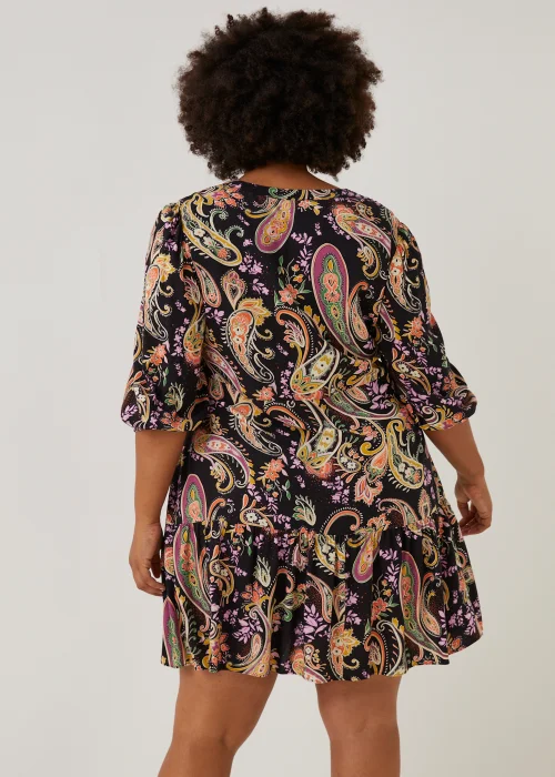 Black Paisley Peplum Hem Mini Dress - 18 Image 5