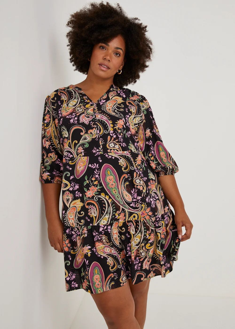 Black Paisley Peplum Hem Mini Dress - 18 Image 1