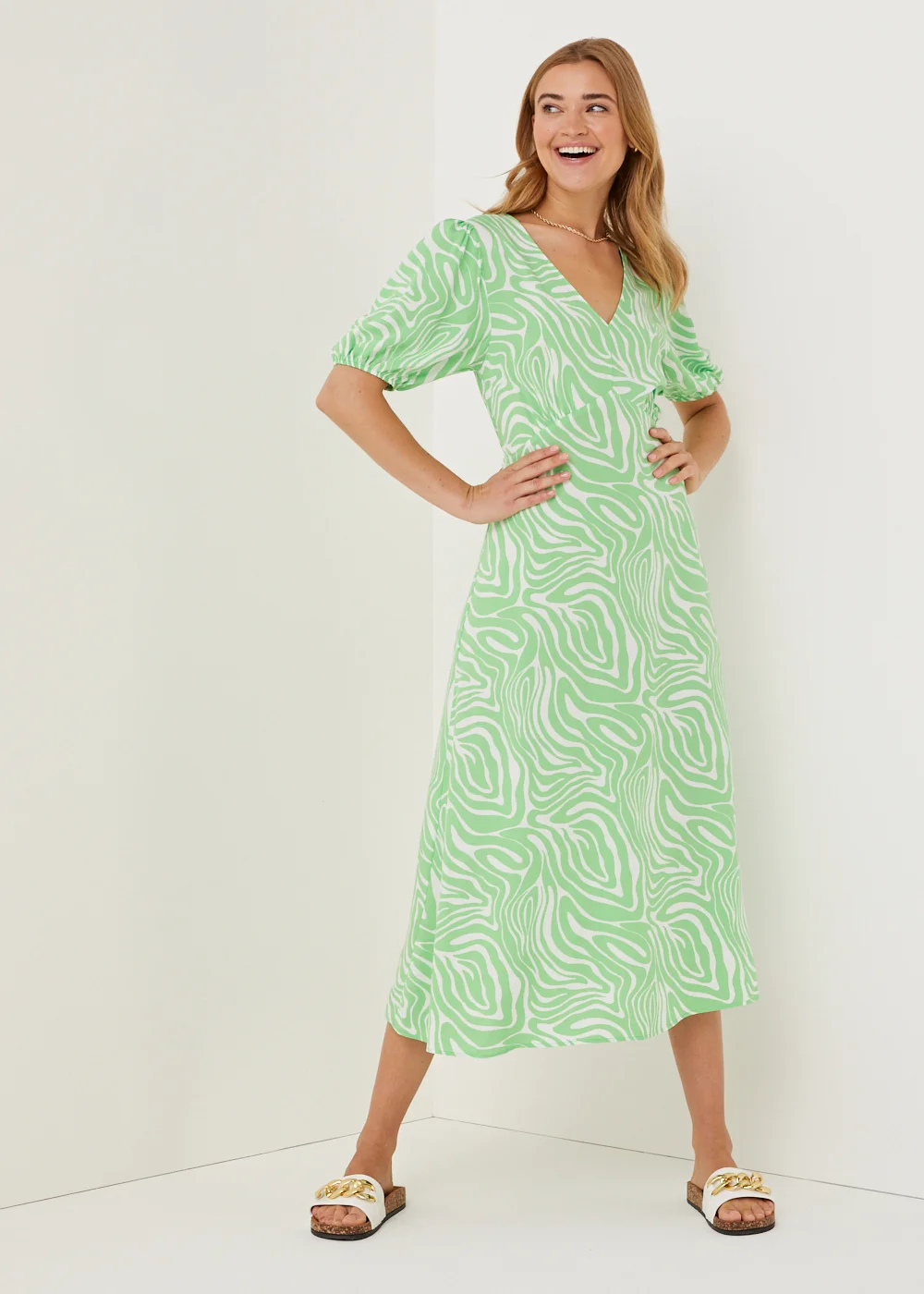 Green Swirl Midi Dress - 8 Image 1