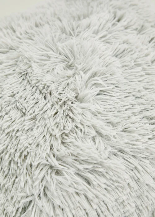Grey Shaggy Faux Fur Cushion (43cm x 43cm) Image 3