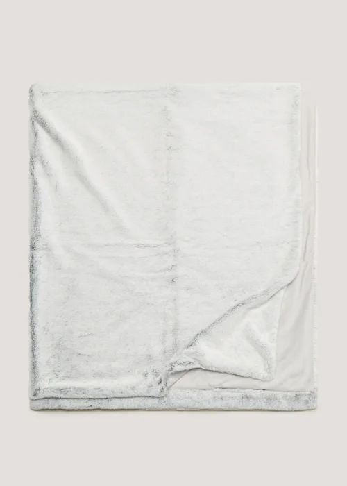 Grey Faux Fur Throw Blanket (150cm x 130cm) Image 1