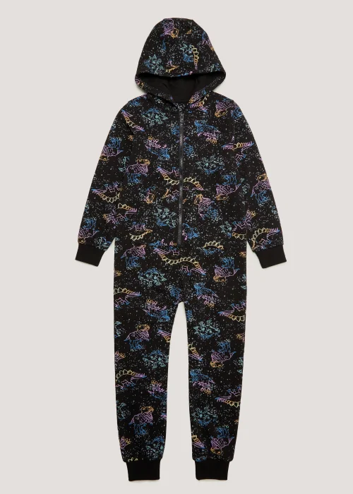 Boys Black Neon Dinosaur Onesie (4-13yrs) - Age 4 Years Image 1
