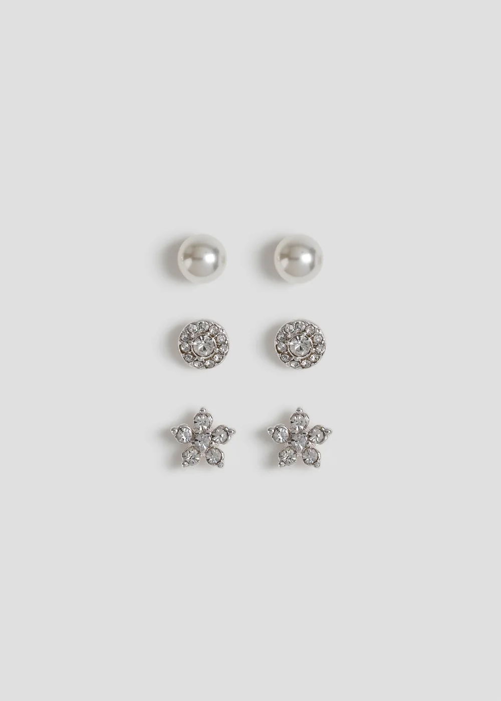 3 Pack Cream Stud Earrings - One Size Image 1