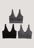3 Pack Seam Free Ribbed Bralettes - Small Image 1