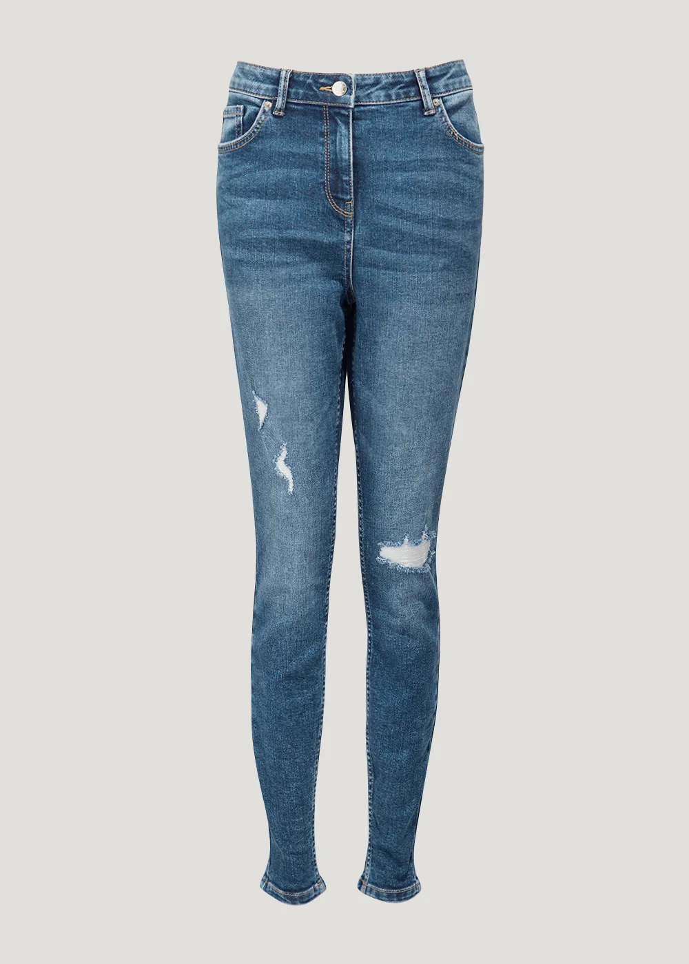 Papaya Petite April Mid Wash Ripped Super Skinny Jeans - Size 6 Image 5