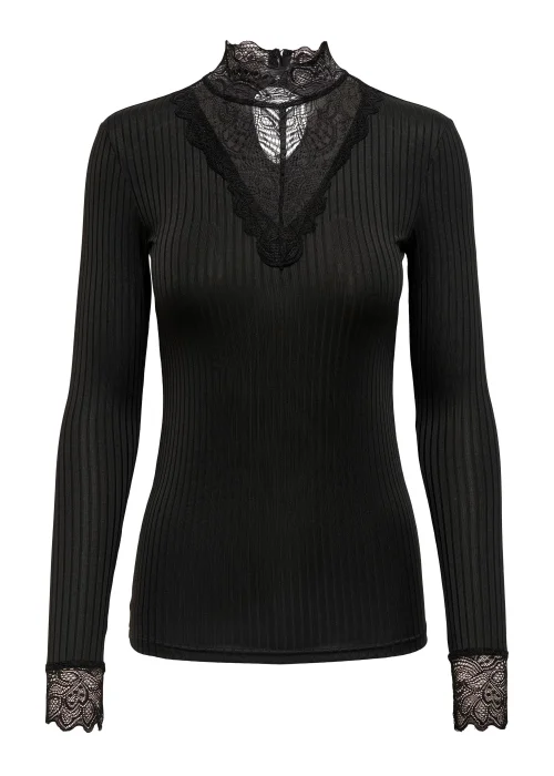 JDY Rine Black Lace Top - S - UK 8 Image 4