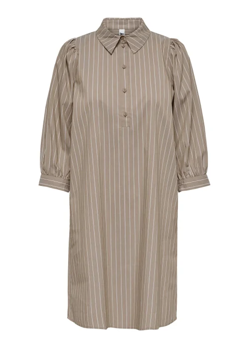JDY Beige Stripe Shirt Dress - 8 Image 1