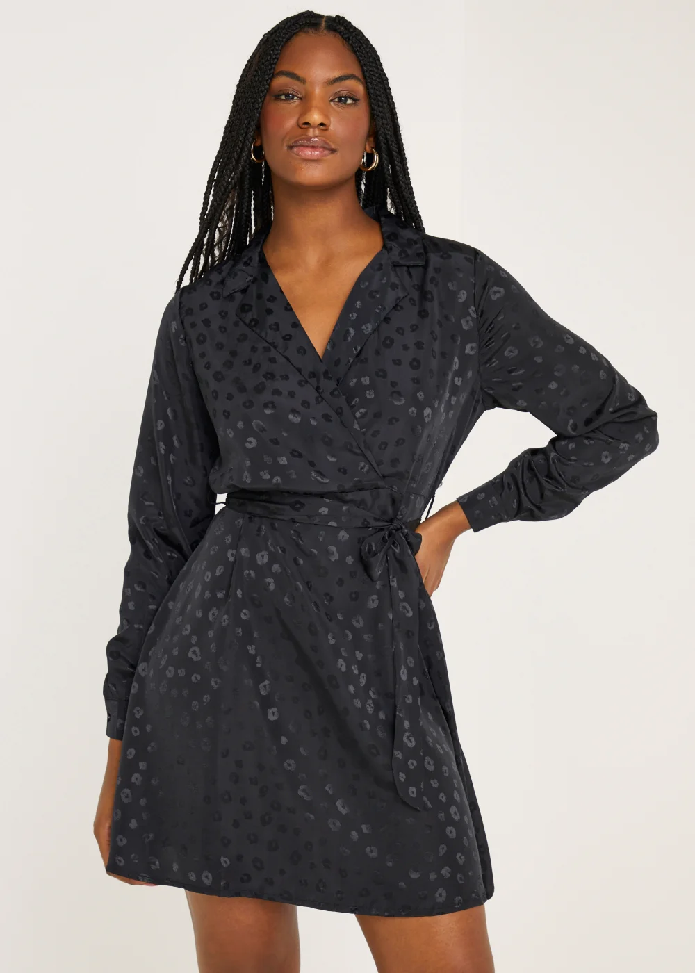 JDY Diffi Black Animal Print Long Sleeve Dress - 12 Image 1