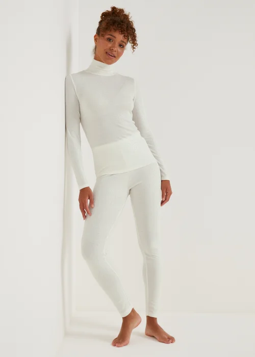 Cream Thermal Roll Neck Top - Size 8-10 Image 3