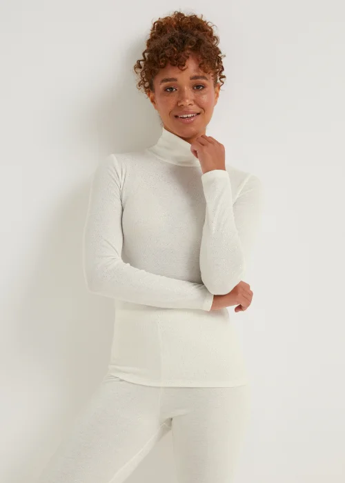 Cream Thermal Roll Neck Top - Size 8-10 Image 4