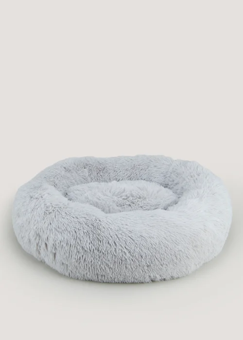 Grey Faux Fur Pet Bed (Medium-Large) - Medium/Large Image 1