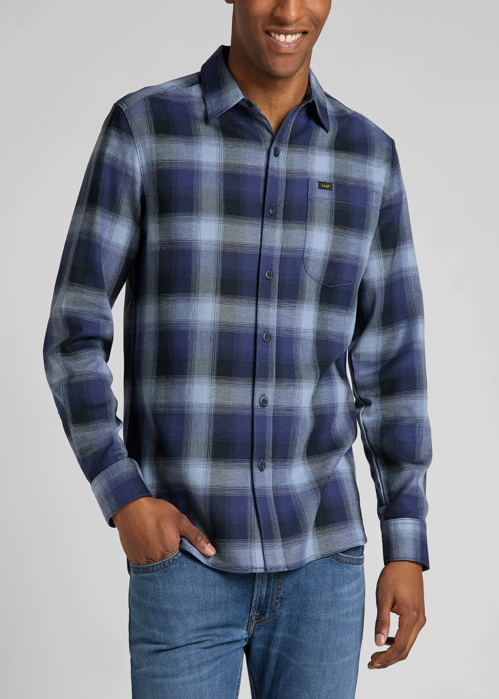 Lee Blue Check Shirt - Small Image 1