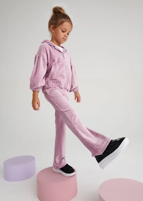 Girls Purple Velour Joggers (4-13yrs) - Age 4 Years Image 3