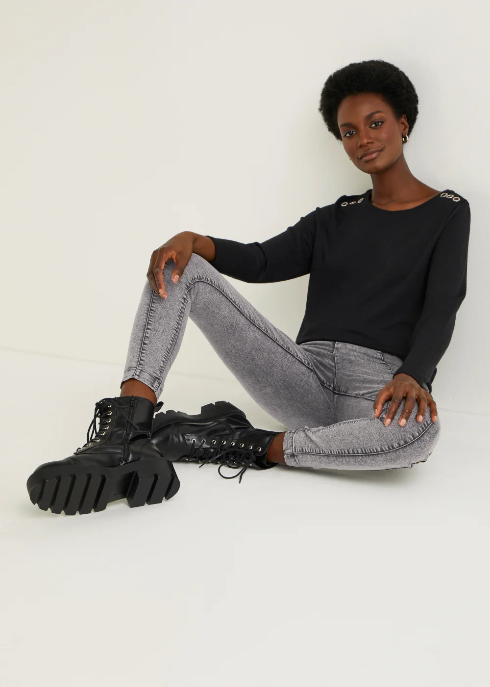 Papaya Petite Rosie Grey Biker Jeggings - 6 Image 5