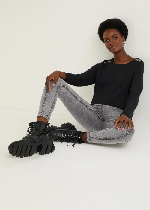 Papaya Petite Rosie Grey Biker Jeggings - 6 Image 5