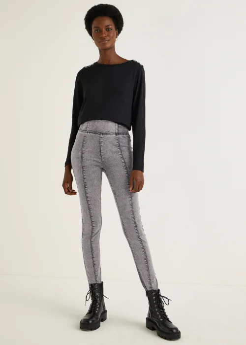 Papaya Petite Rosie Grey Biker Jeggings - 6 Image 1