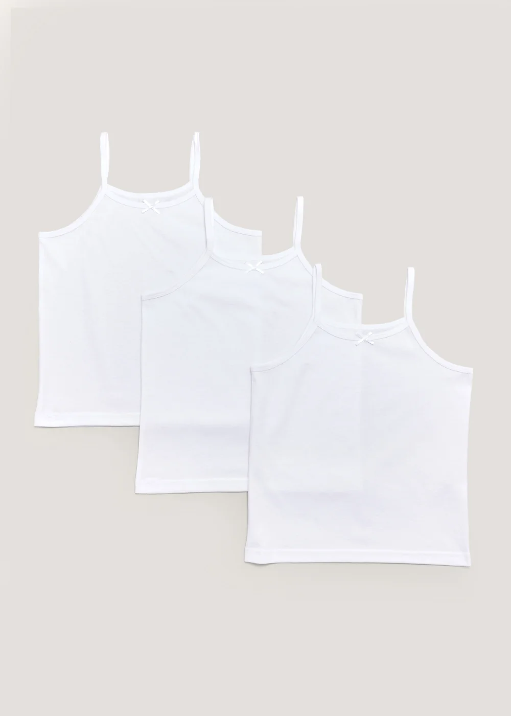 Girls 3 Pack White Cami Vests (2-13yrs) - 2-3 Yrs Image 1