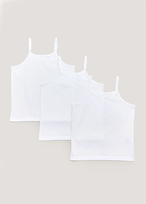 Girls 3 Pack White Cami Vests (2-13yrs) - 2-3 Yrs Image 1