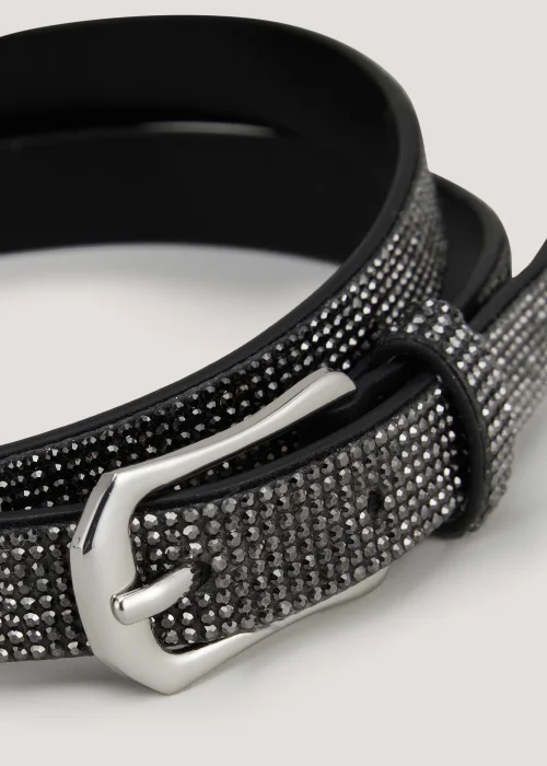Black Heat Seal Skinny Belt - Small Image 2