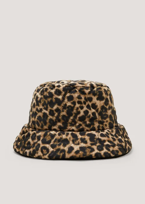 Black & Leopard Print Reversible Bucket Hat - One Size Image 1