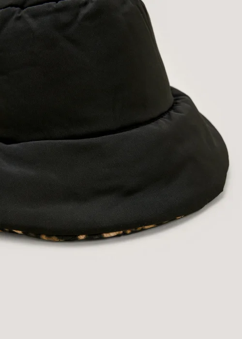 Black & Leopard Print Reversible Bucket Hat - One Size Image 2