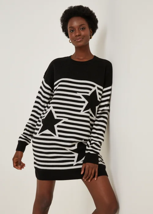 Black Stars & Stripes Knitted Tunic Dress - S Image 5