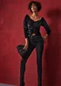Black Embellished Block Heel Boots - 7 Image 2