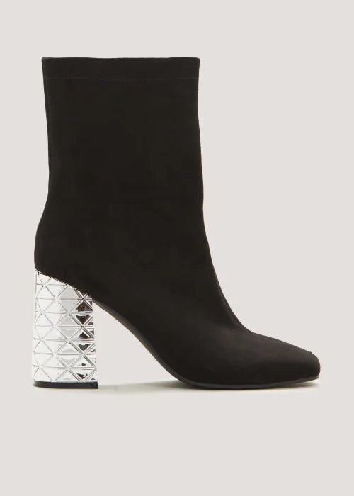 Black Embellished Block Heel Boots - 7 Image 1
