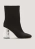 Black Embellished Block Heel Boots - 7 Image 1
