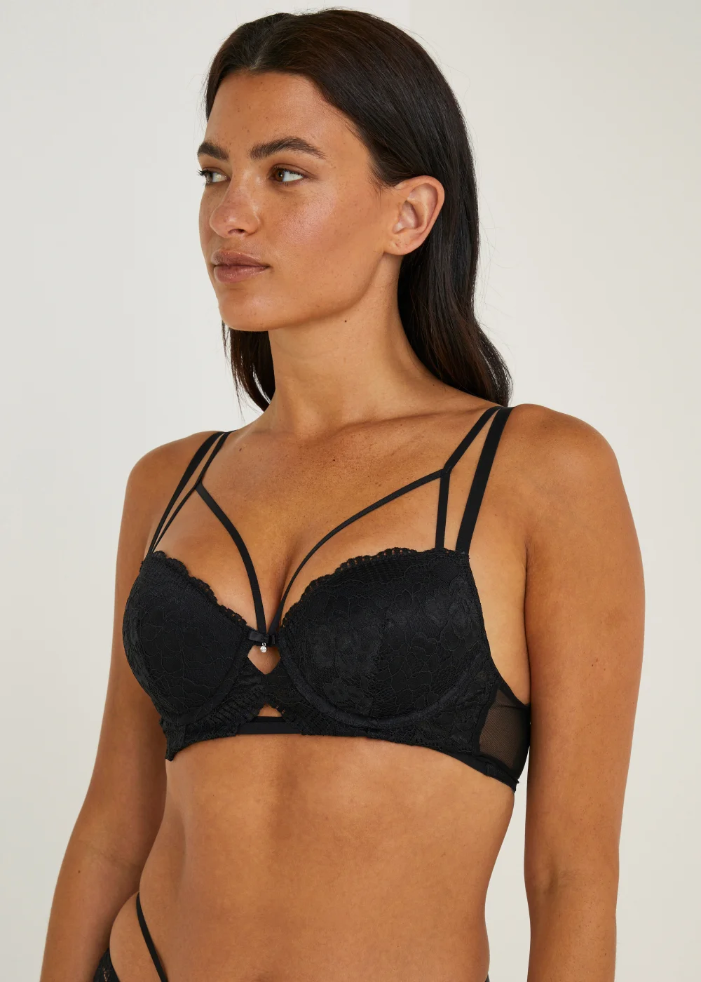 Black Strappy Bustier Bra - 32A Image 2