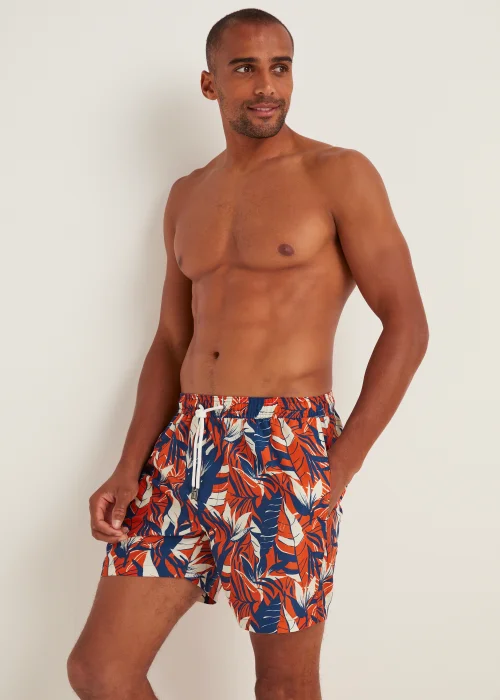 Orange Floral Swim Shorts - Small Image 1