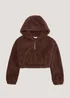 Girls Candy Couture Brown Borg Cropped Hoodie (9-16yrs) - 9 Yrs Image 1