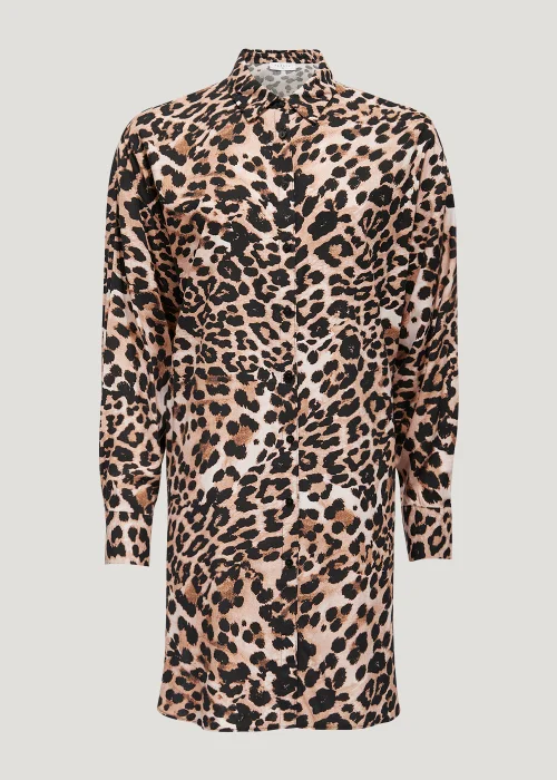 Brown Leopard Print Longline Shirt - 8 Image 1