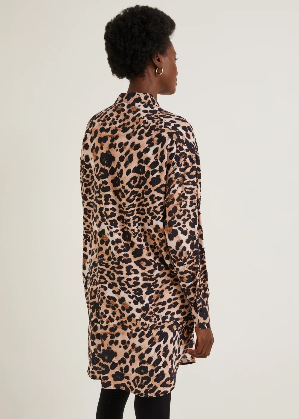 Brown Leopard Print Longline Shirt - 8 Image 4