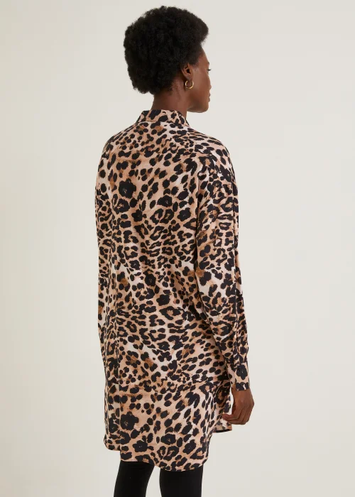 Brown Leopard Print Longline Shirt - 8 Image 4