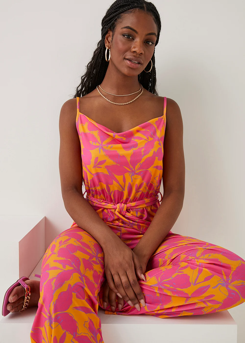 Be Beau Pink Floral Jumpsuit - 6 Image 3