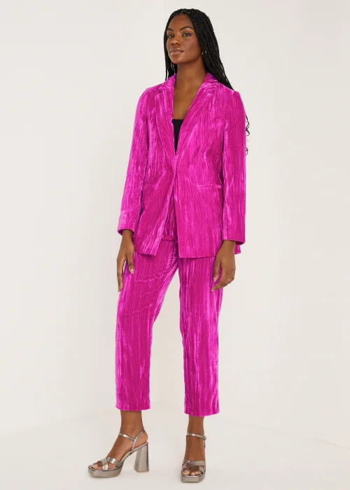 Be Beau Pink Crsuhed Velvet Blazer - 6 Image 5