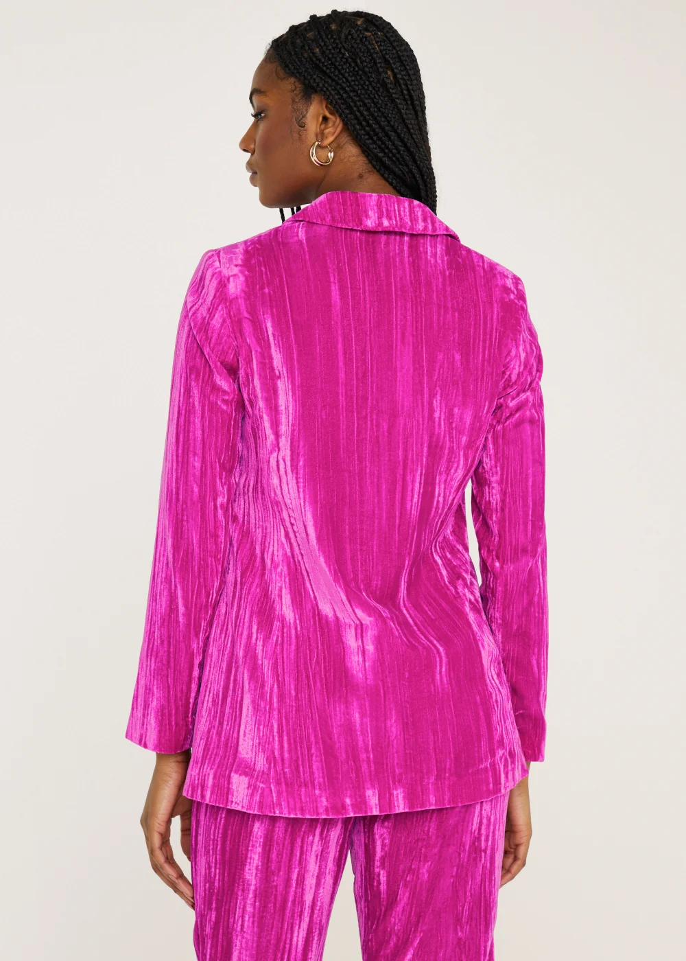 Be Beau Pink Crsuhed Velvet Blazer - 6 Image 2