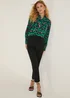 Be Beau Green Leopard Print Satin Shirt - 6 Image 3