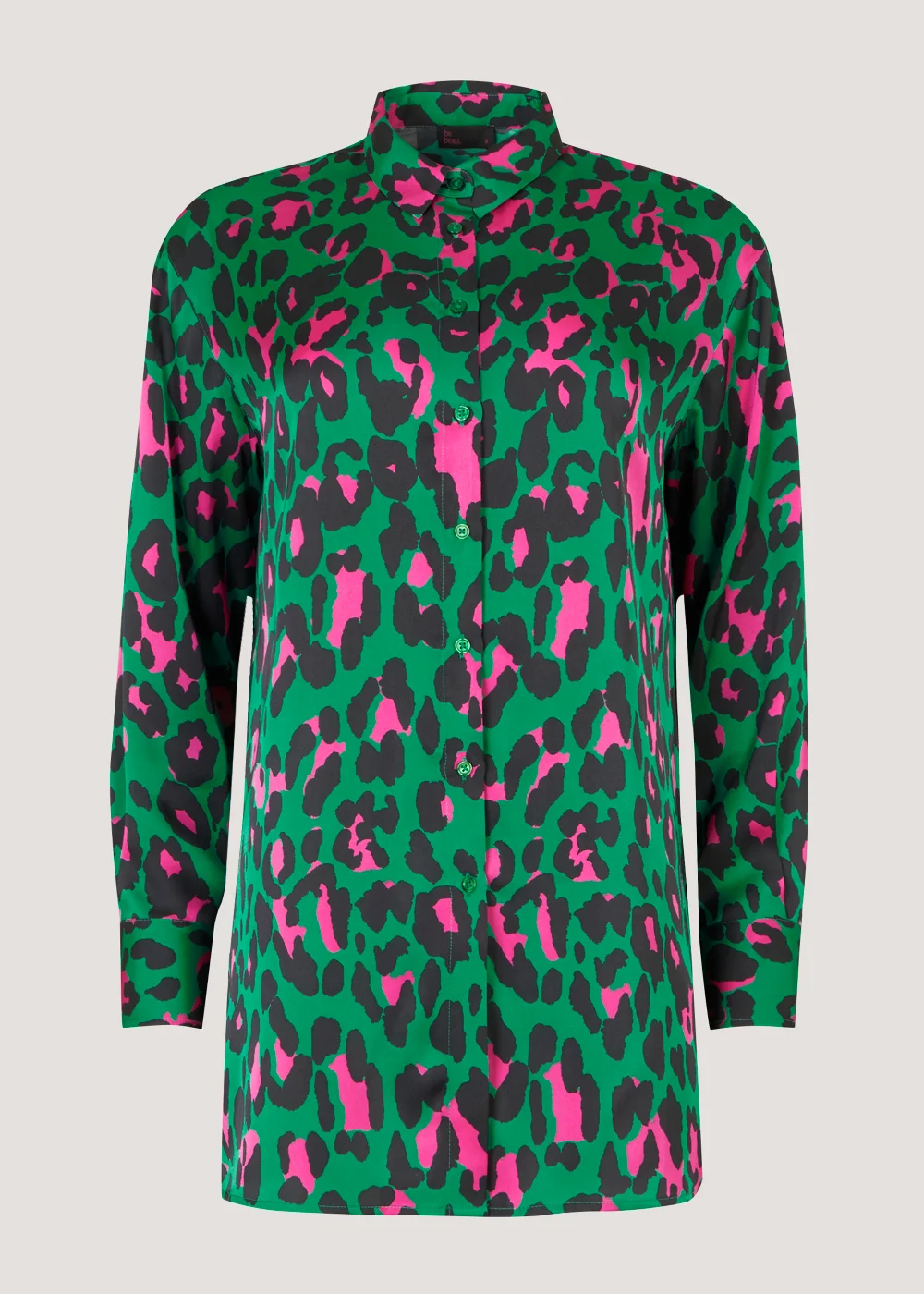 Be Beau Green Leopard Print Satin Shirt - 6 Image 4