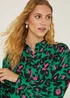 Be Beau Green Leopard Print Satin Shirt - 6 Image 5