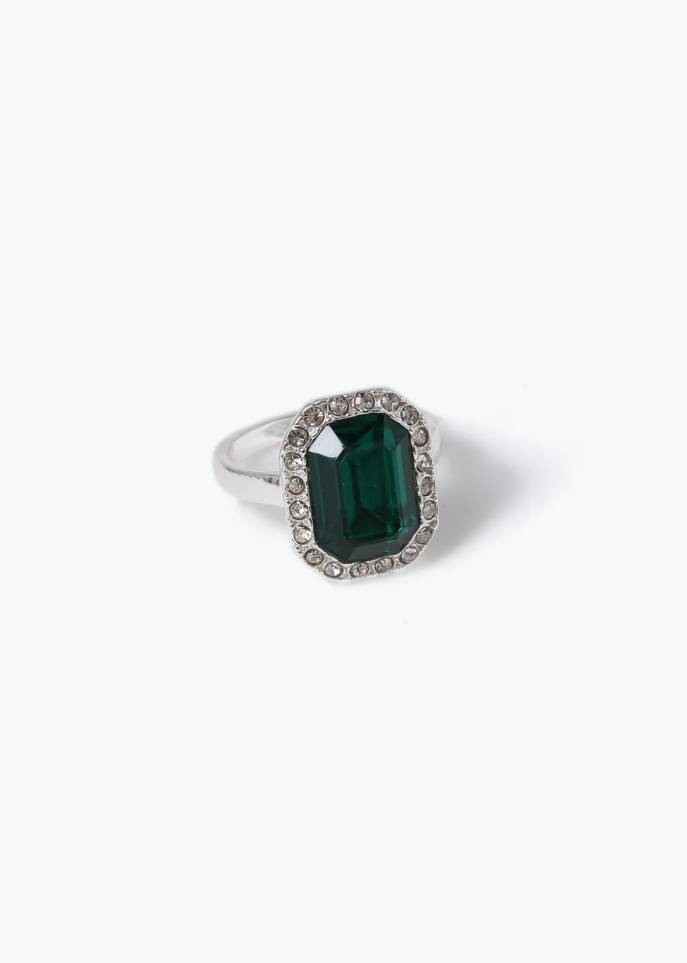 Green Glass Stone Cocktail Ring - 17mm Image 1