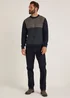 Navy Colour Block Crew Neck Jumper - Small Image 5