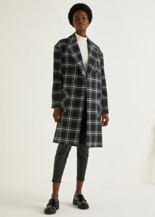 Black Check Double Breasted Coat - 8 Image 1
