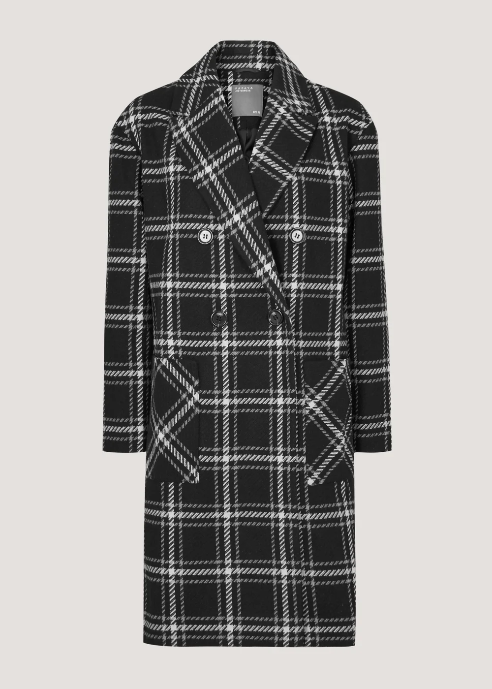 Black Check Double Breasted Coat - 8 Image 2