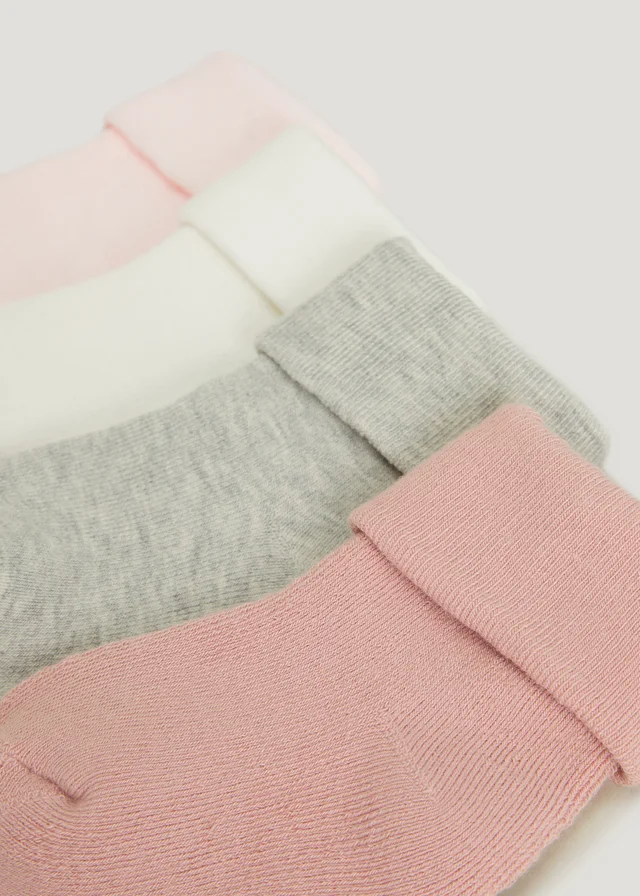 Unisex 4 Pack Pink Terry Tot Baby Socks (Newborn-12mths)