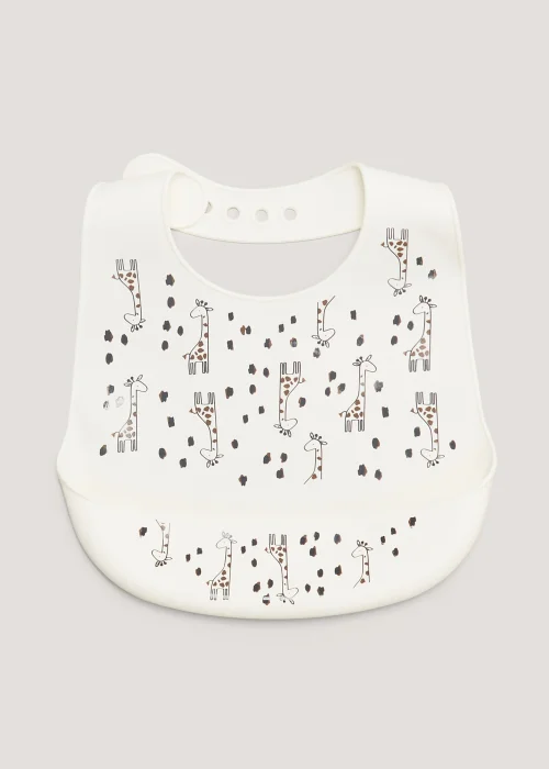 Taupe Giraffe Silicone Bib - One Size Image 1