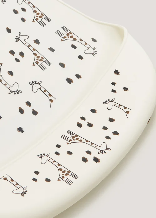 Taupe Giraffe Silicone Bib - One Size Image 2