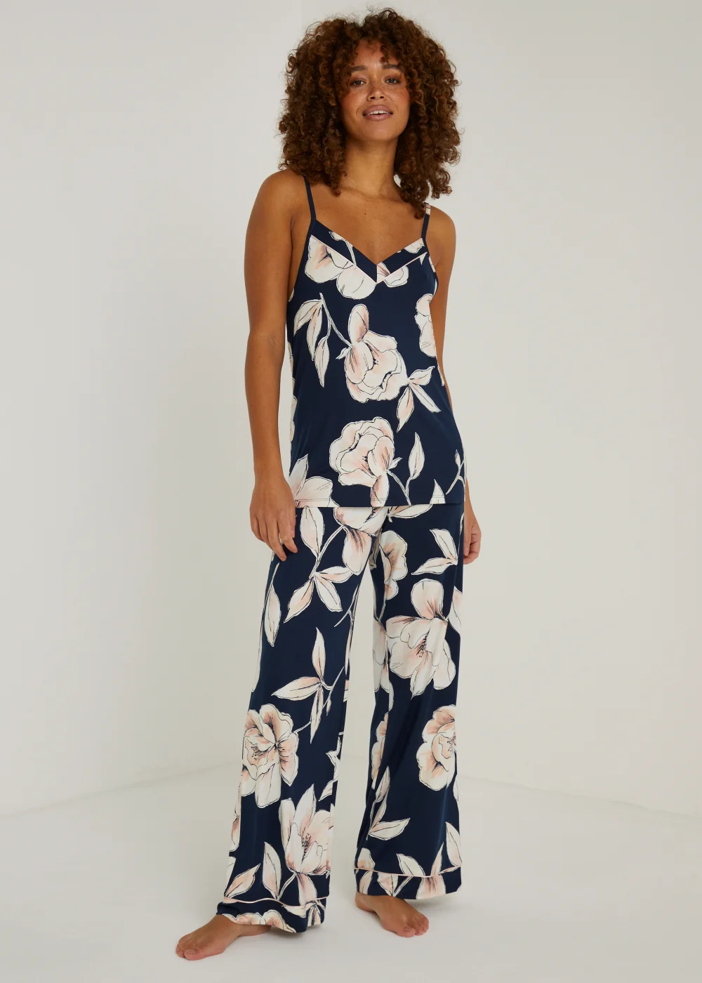 Navy Floral Pyjama Bottoms - Extra small Image 1