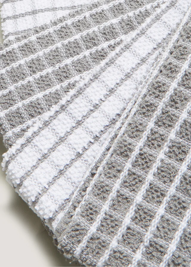 4 Pack Grey Check Terry Tea Towels